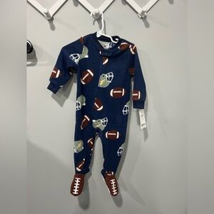NWT carters 12 month fleece football pajamas